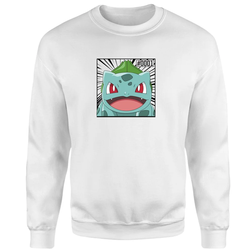 Pokémon Pokédex Bulbasaur #0001 Sweatshirt - White - S Afbeelding 1