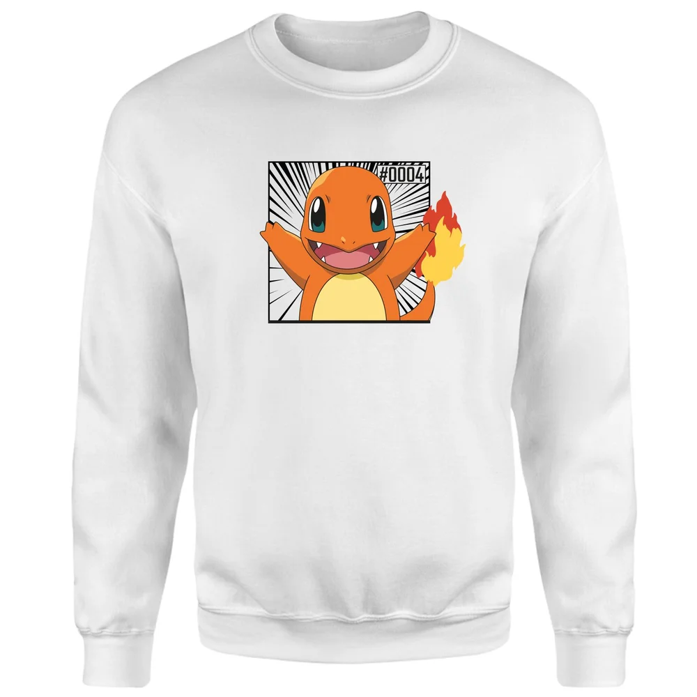 Pokémon Pokédex Charmander #0004 Sweatshirt - White - S Afbeelding 1