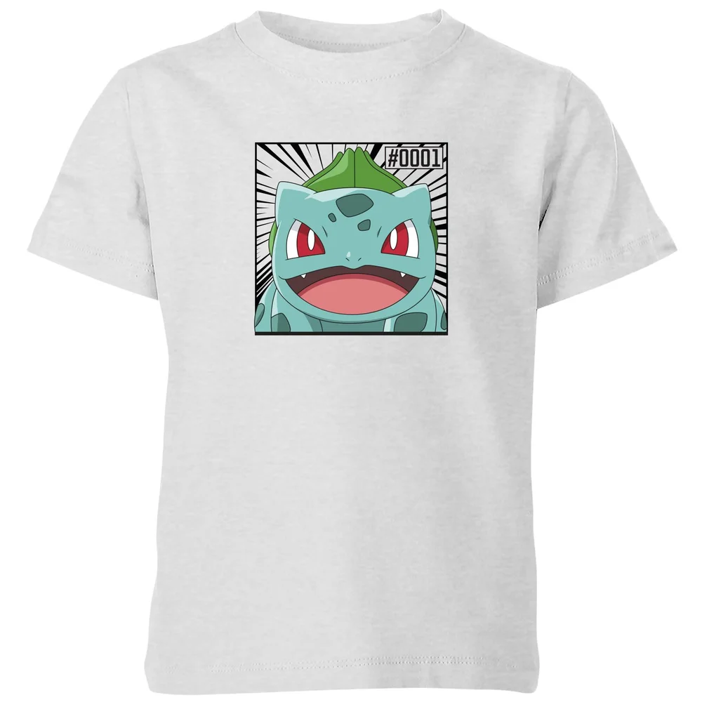 Pokémon Pokédex Bulbasaur #0001 Kids' T-Shirt - Grey - 98/104 (3-4 jaar) Afbeelding 1
