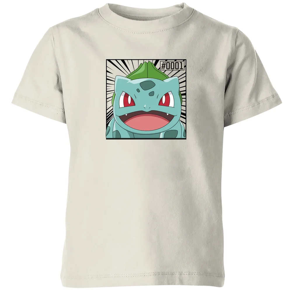 Pokémon Pokédex Bulbasaur #0001 Kids' T-Shirt - Cream - 98/104 (3-4 jaar) Afbeelding 1