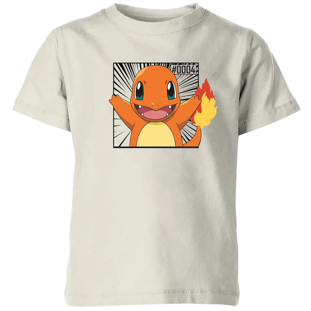 Pokémon Pokédex Charmander #0004 Kids' T-Shirt - Cream - 98/104 (3-4 jaar) Afbeelding 1