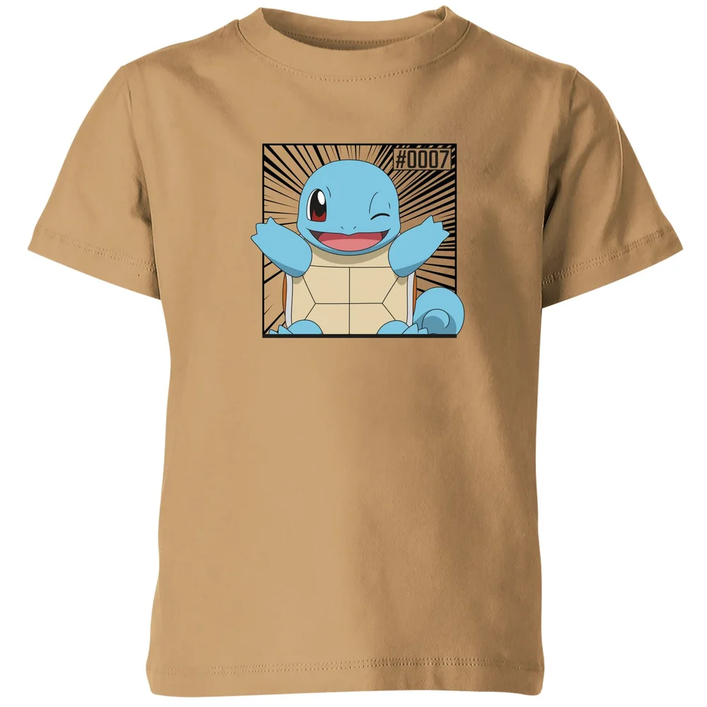 Pokémon Pokédex Squirtle #0007 Kids' T-Shirt - Tan - 98/104 (3-4 jaar) Afbeelding 1