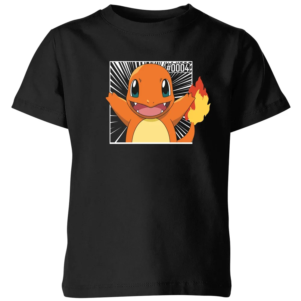 Pokémon Pokédex Charmander #0004 Kids' T-Shirt - Black - 98/104 (3-4 jaar) Afbeelding 1