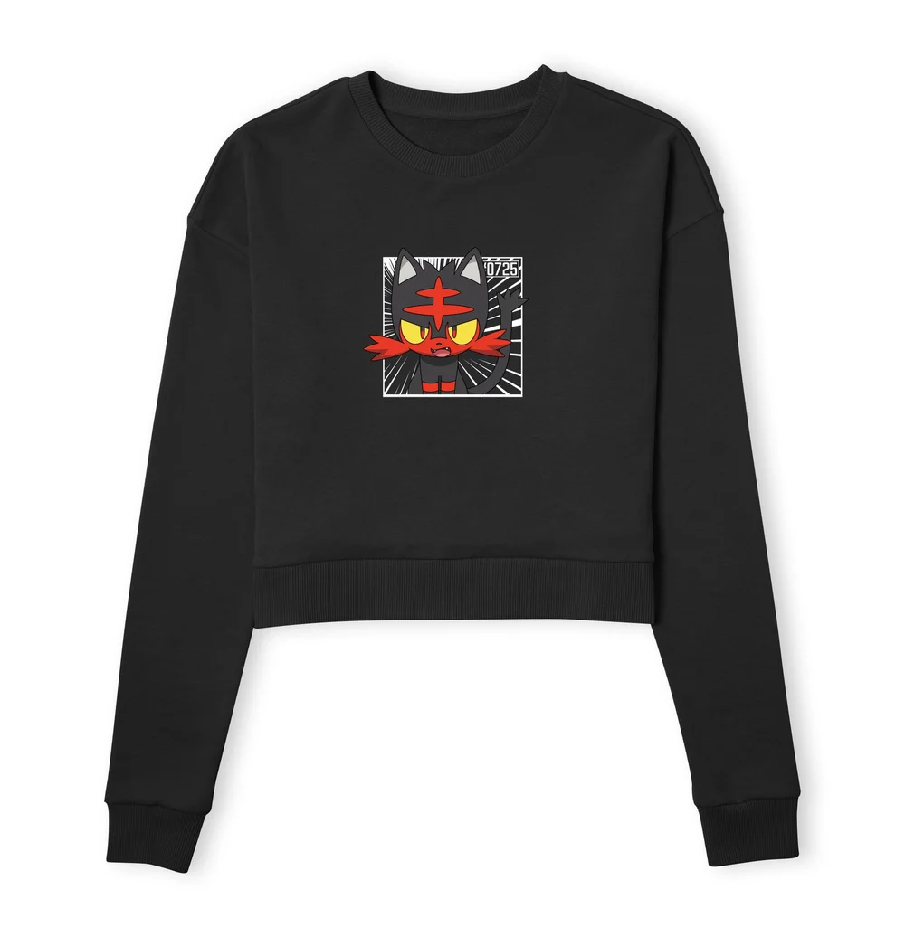 Pokemon Litten Women's Cropped Sweatshirt - Black - XS Afbeelding 1