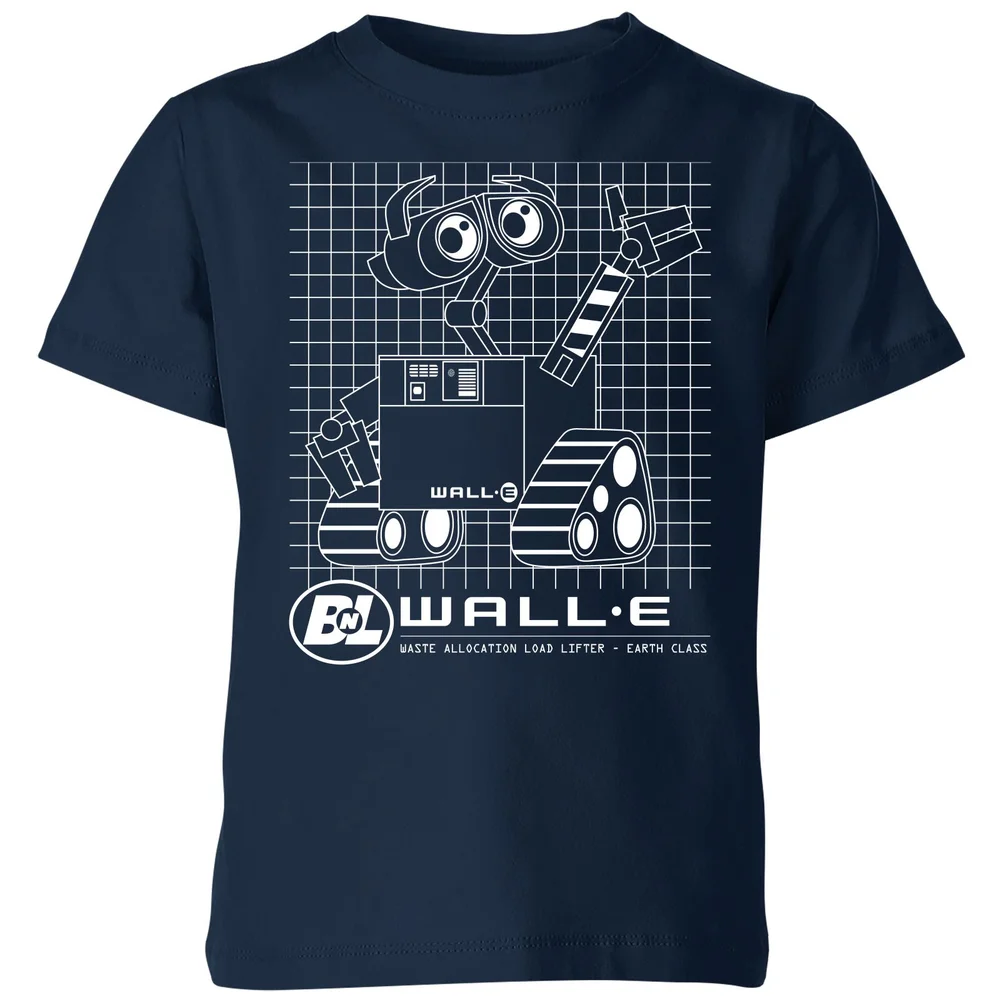 Wall-E Schematic Kids' T-Shirt - Navy - 98/104 (3-4 jaar) Afbeelding 1