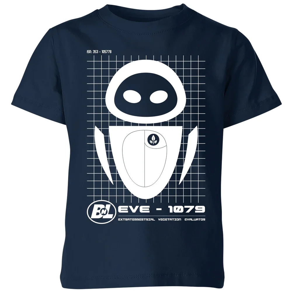 Wall-E Eve Schematic Kids' T-Shirt - Navy - 98/104 (3-4 jaar) Afbeelding 1