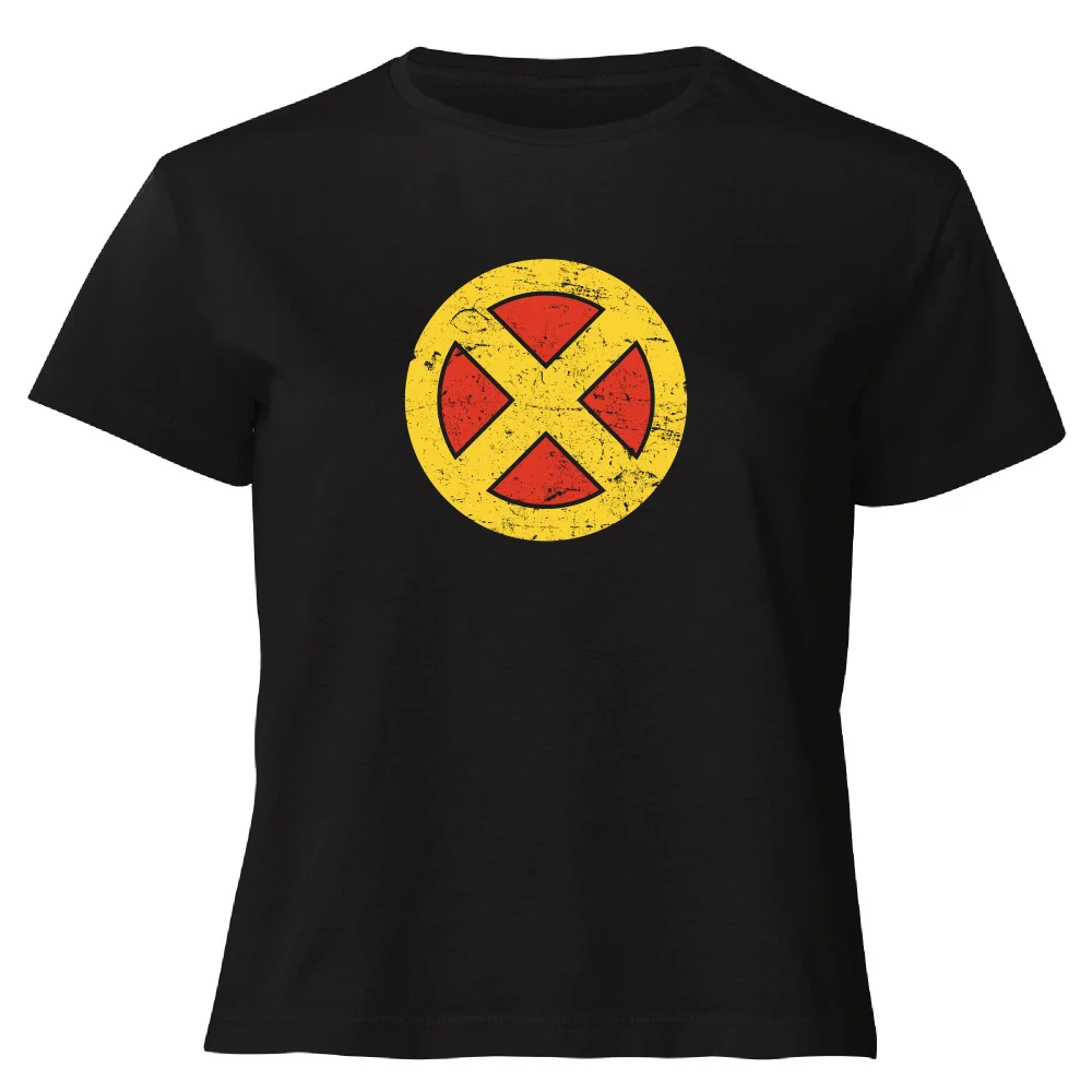 X-Men Emblem Drk Women's Cropped T-Shirt - Black - XS Afbeelding 1