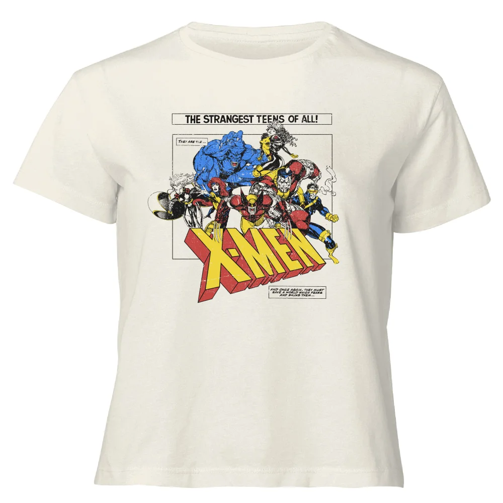 X-Men Retro Team Up Women's Cropped T-Shirt - Cream - XS Afbeelding 1