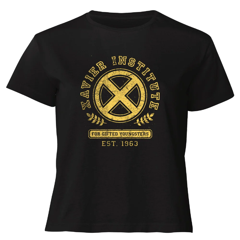 X-Men Xavier Institute For Gifted Youngsters Drk Women's Cropped T-Shirt - Black - XS Afbeelding 1