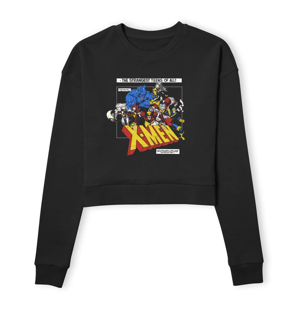 X-Men Retro Team Up Women's Cropped Sweatshirt - Black - XS Afbeelding 1