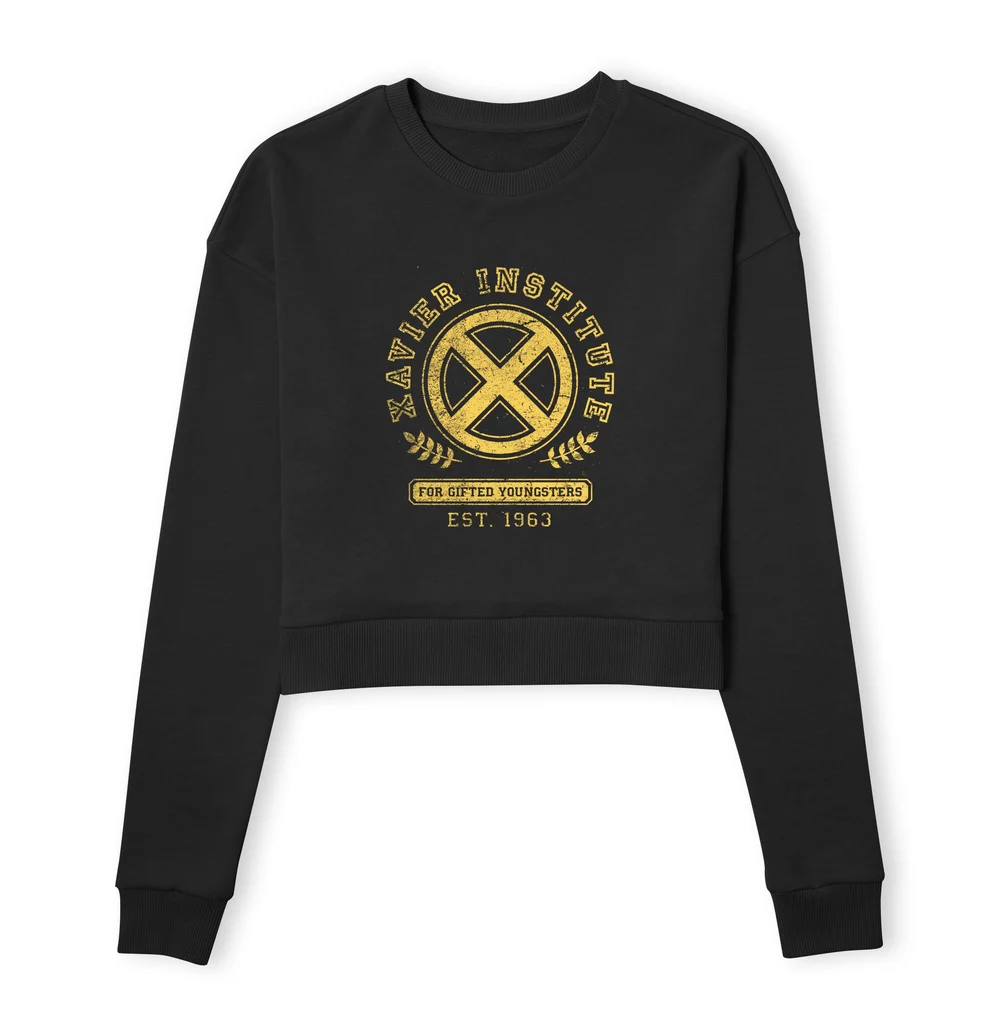 X-Men Xavier Institute For Gifted Youngsters Drk Women's Cropped Sweatshirt - Black - XS Afbeelding 1