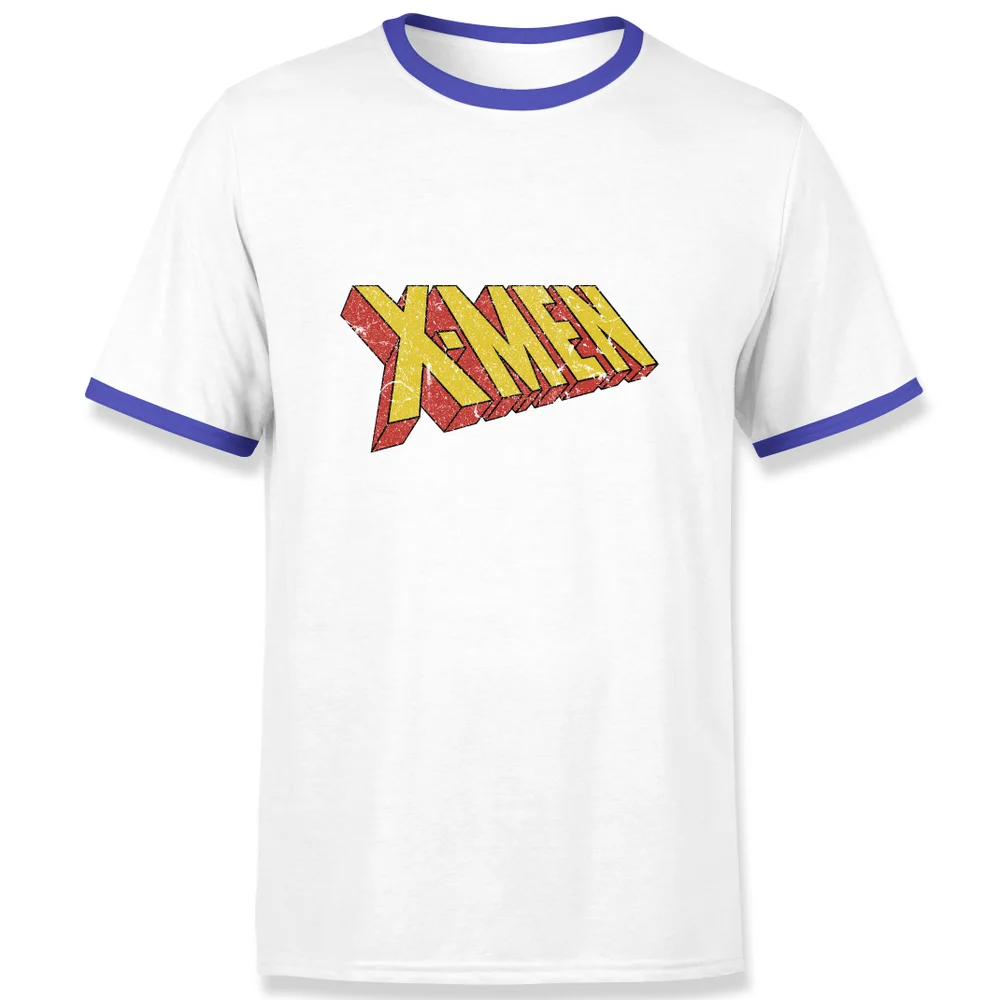 X-Men Retro Logo Men's Ringer T-Shirt - White/Navy - S Afbeelding 1