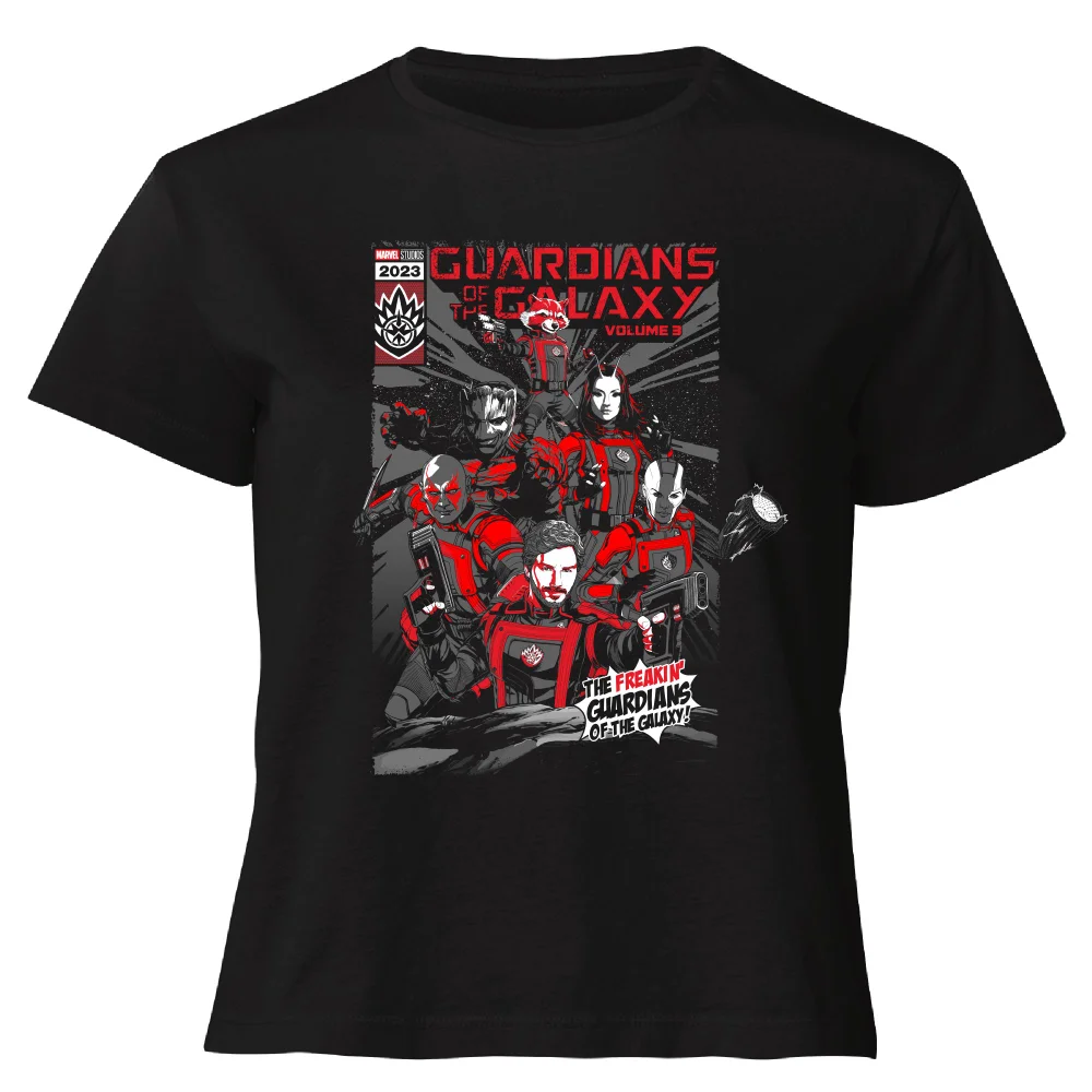 Guardians of the Galaxy The Freakin' Comic Book Cover Women's Cropped T-Shirt - Black - XS Afbeelding 1