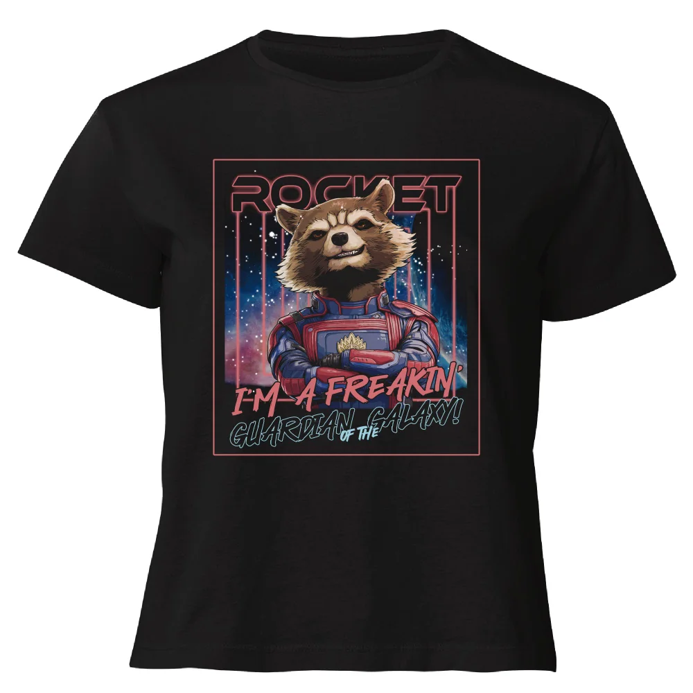 Guardians of the Galaxy Glowing Rocket Raccoon Women's Cropped T-Shirt - Black - XS Afbeelding 1