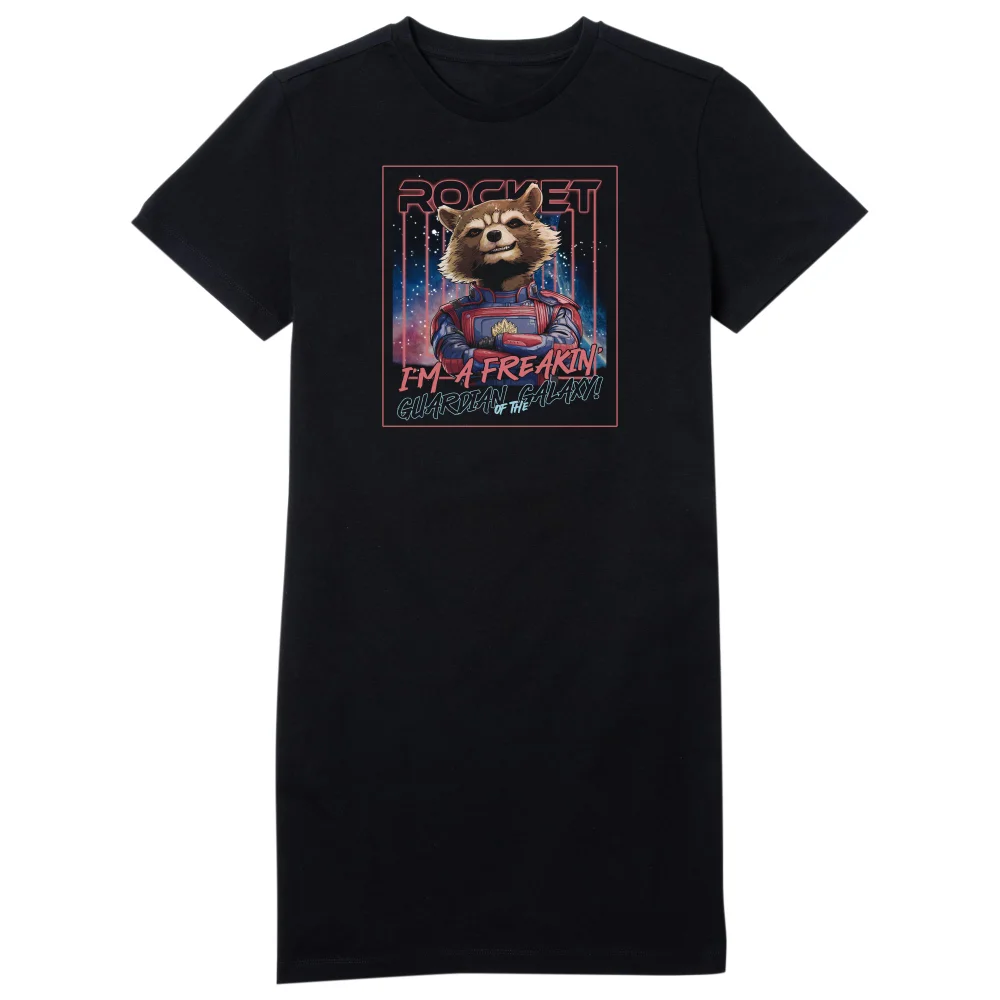 Guardians of the Galaxy Glowing Rocket Raccoon Women's T-Shirt Dress - Black - L Afbeelding 1