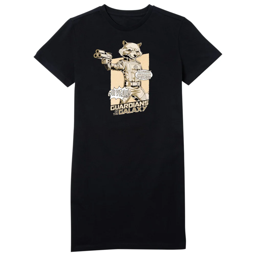 Guardians of the Galaxy Rocket Raccoon Oh Yeah! Women's T-Shirt Dress - Black - L Afbeelding 1
