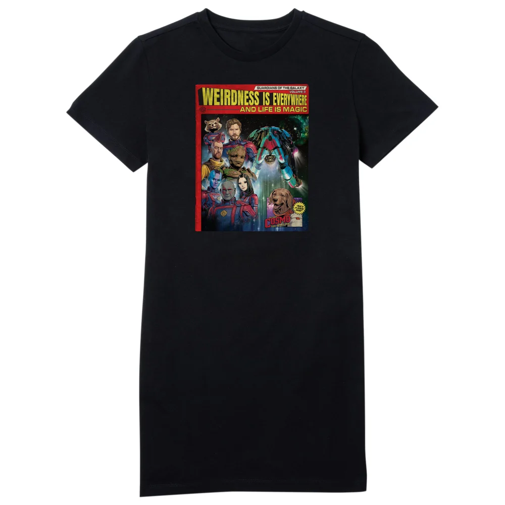 Guardians of the Galaxy Weirdness Is Everywhere Comic Book Cover Women's T-Shirt Dress - Black - L Afbeelding 1