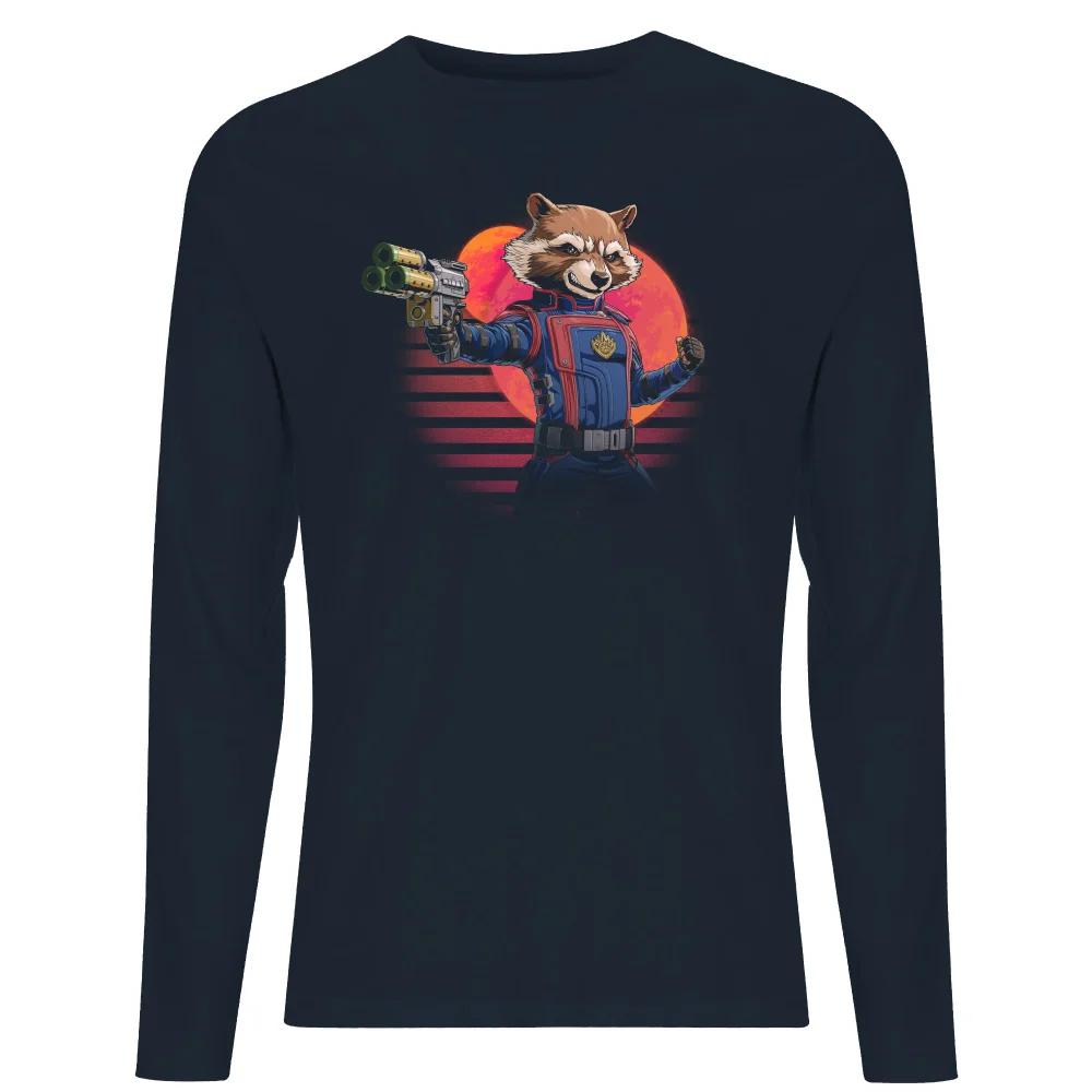 Guardians of the Galaxy Retro Rocket Raccoon Men's Long Sleeve T-Shirt - Navy - S Afbeelding 1