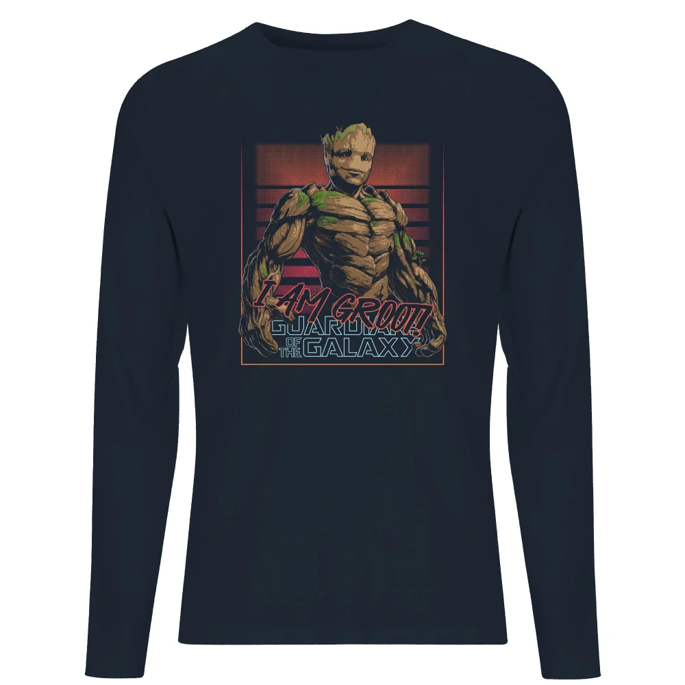 Guardians of the Galaxy I Am Retro Groot! Men's Long Sleeve T-Shirt - Navy - S Afbeelding 1