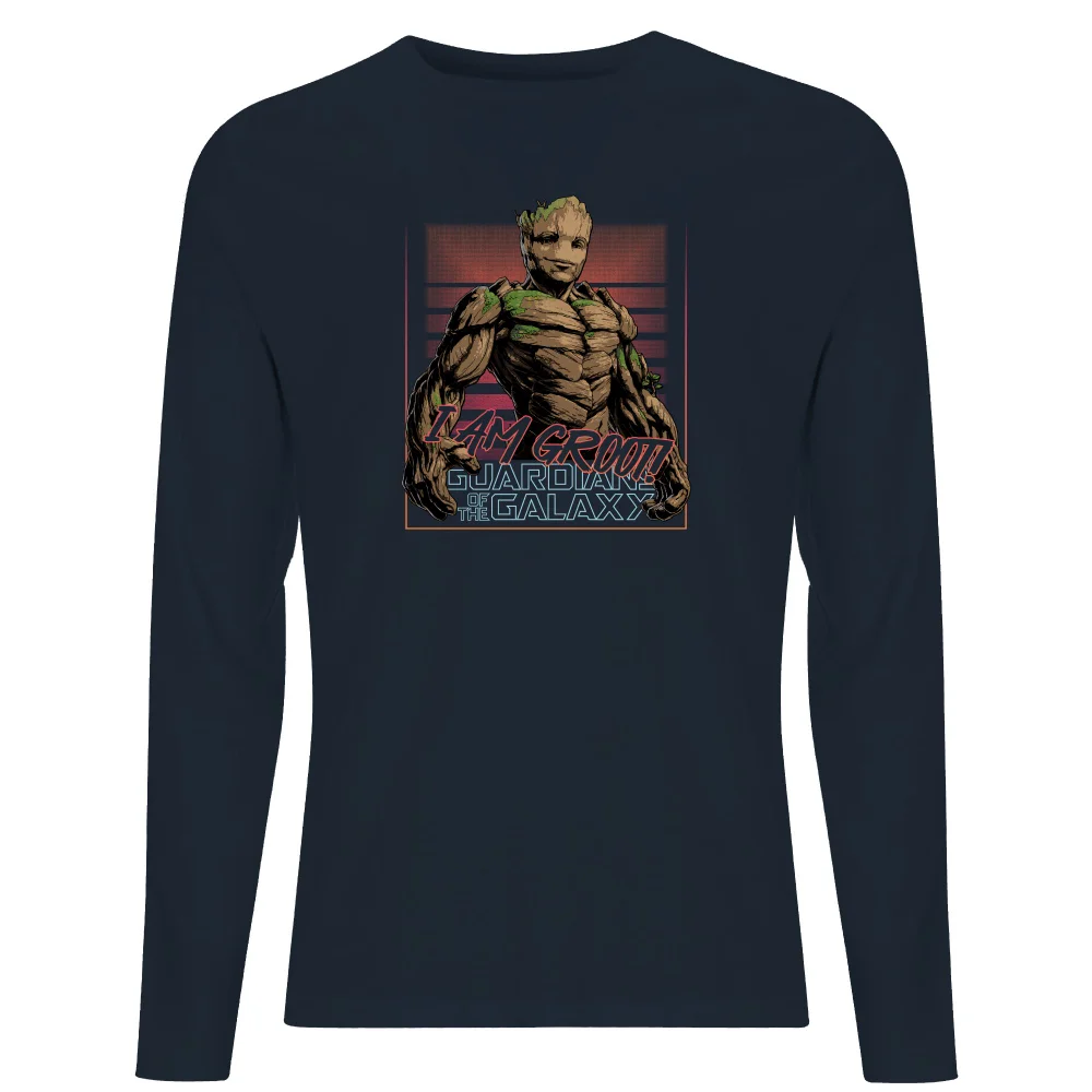 Guardians of the Galaxy I Am Retro Groot! Men's Long Sleeve T-Shirt - Navy - S Afbeelding 1