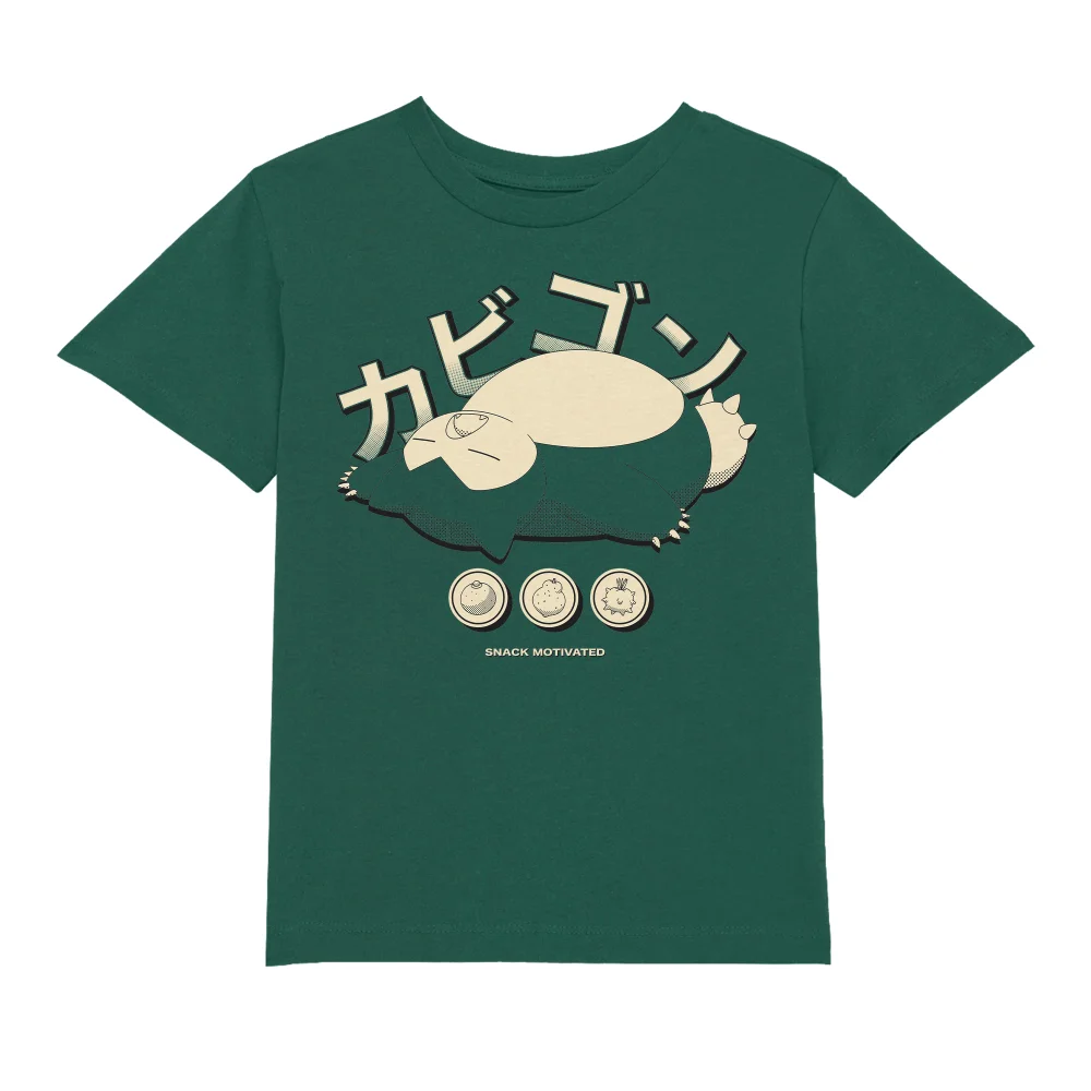 Pokémon Snorlax Relaxation Kids' T-Shirt - Green - 98/104 (3-4 jaar) Afbeelding 1