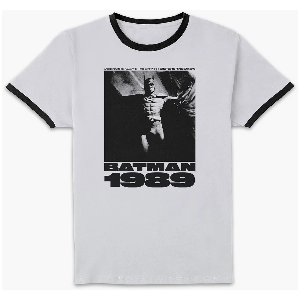 BATMAN The Bat Unisex Ringer T-Shirt - White/Black - S - White/Black Afbeelding 1