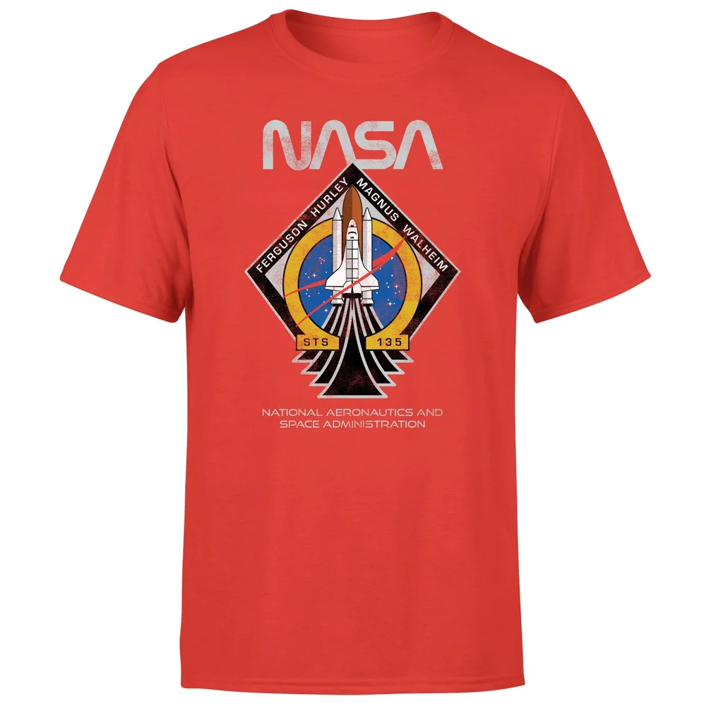 NASA STS-135 Unisex T-Shirt - Red - S - Rood Afbeelding 1