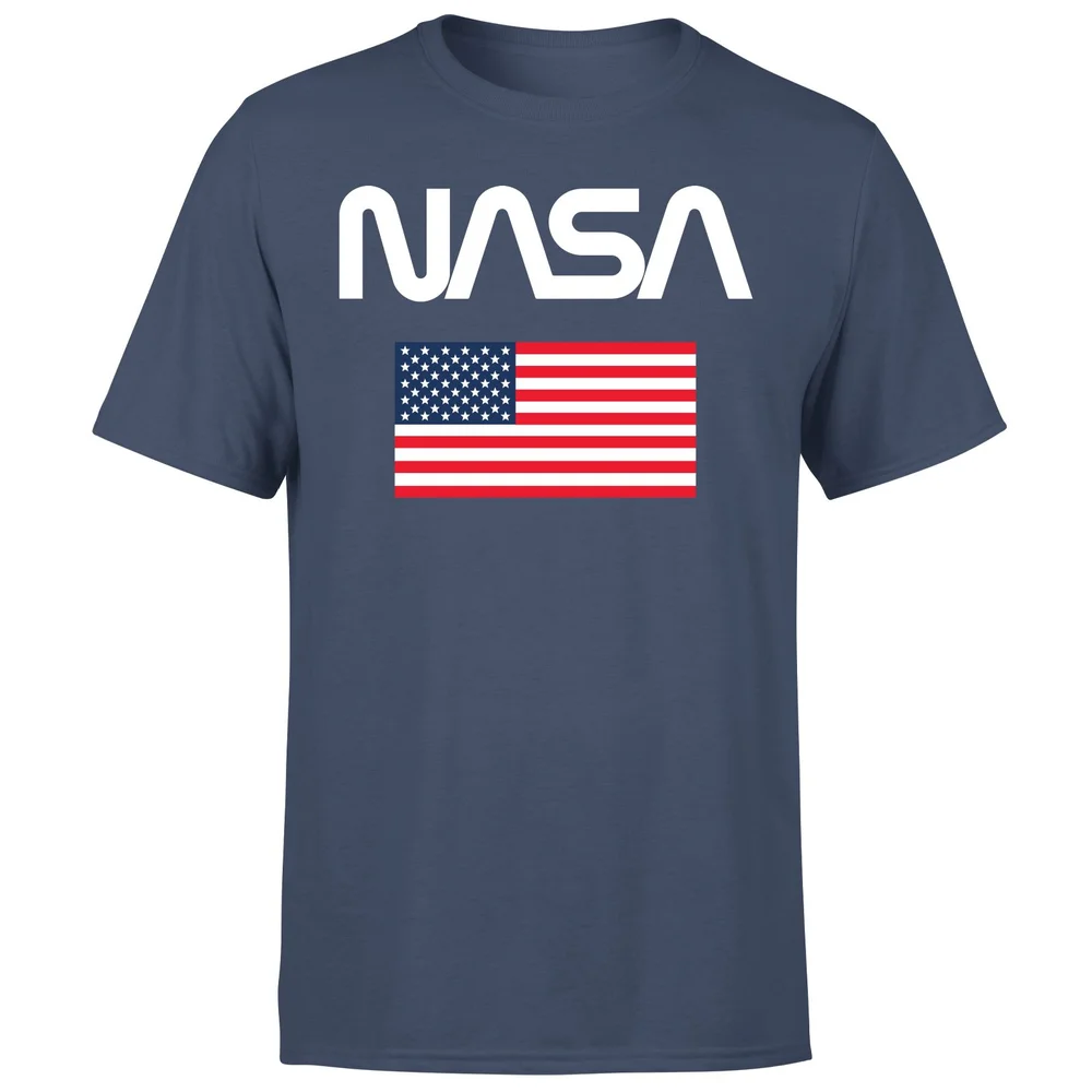 NASA Flag Unisex T-Shirt - Navy - S - Navy blauw Afbeelding 1