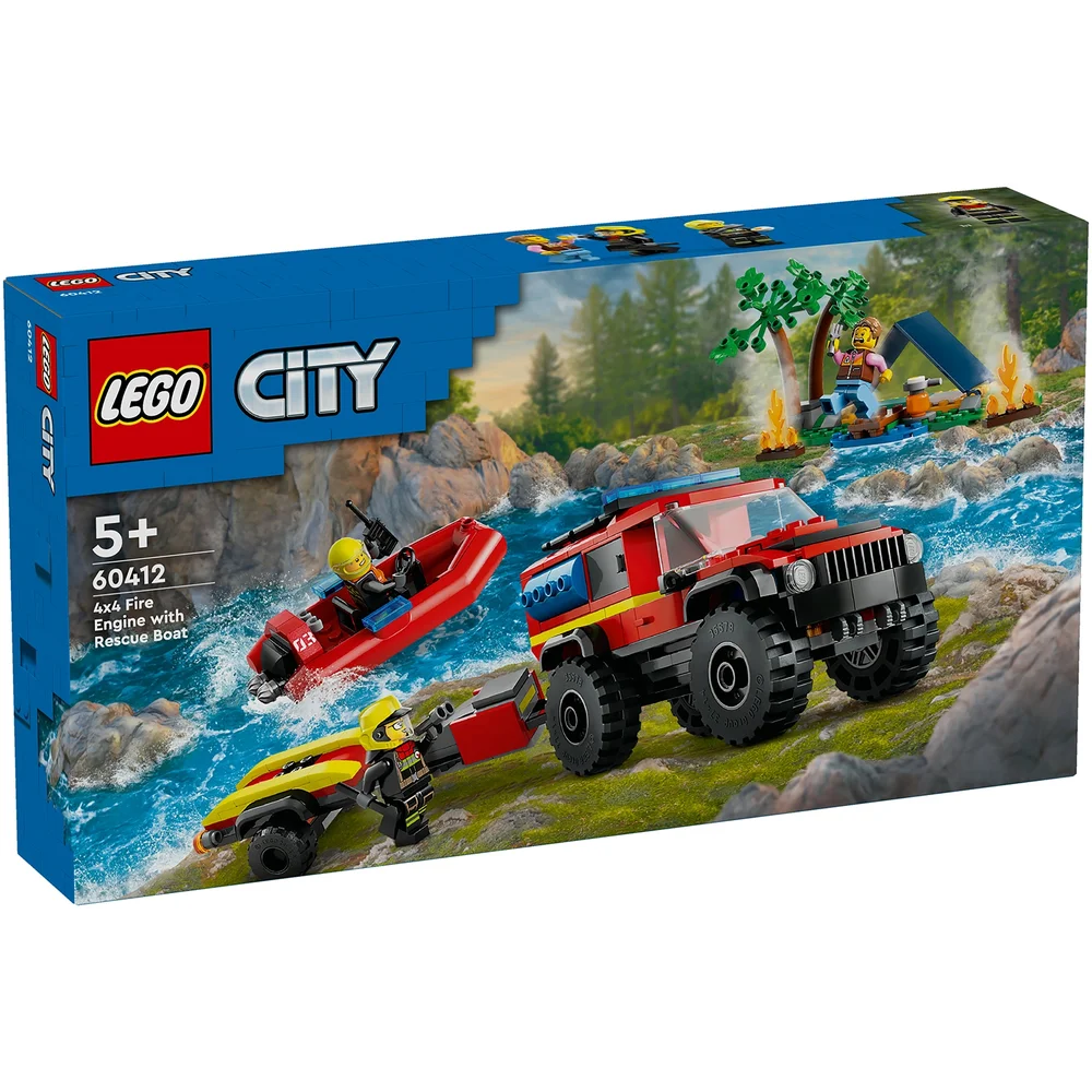 LEGO City 4x4 Fire Engine with Rescue Boat Toys 60412 Afbeelding 1