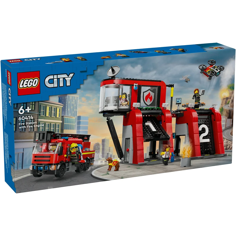 LEGO City Fire Station with Fire Engine Toy Playset 60414 Afbeelding 1