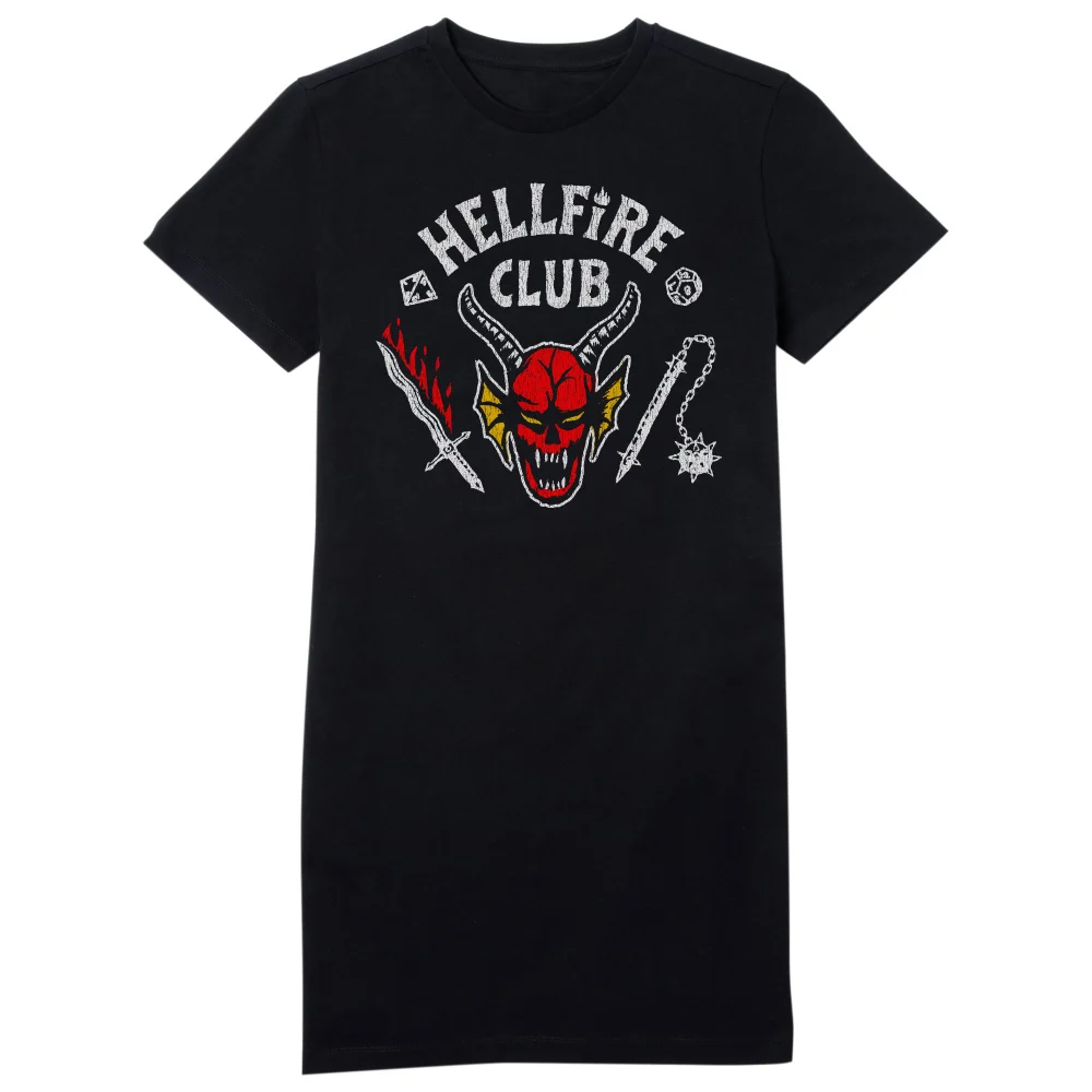 Stranger Things Hellfire Club Vintage Women's T-Shirt Dress - Black - XL - Zwart Afbeelding 1