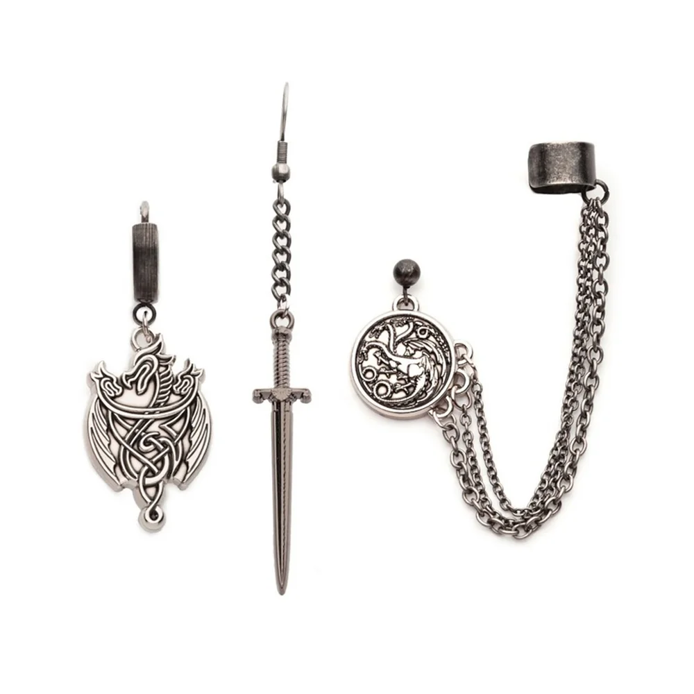 SalesOne Game Of Thrones House Of The Dragon Targaryen Mismatched Earring Set Afbeelding 1