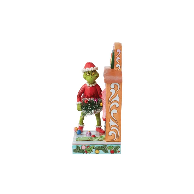 Enesco Grinch Stuffing Christmas Tree in Fireplace Figurine (19cm)