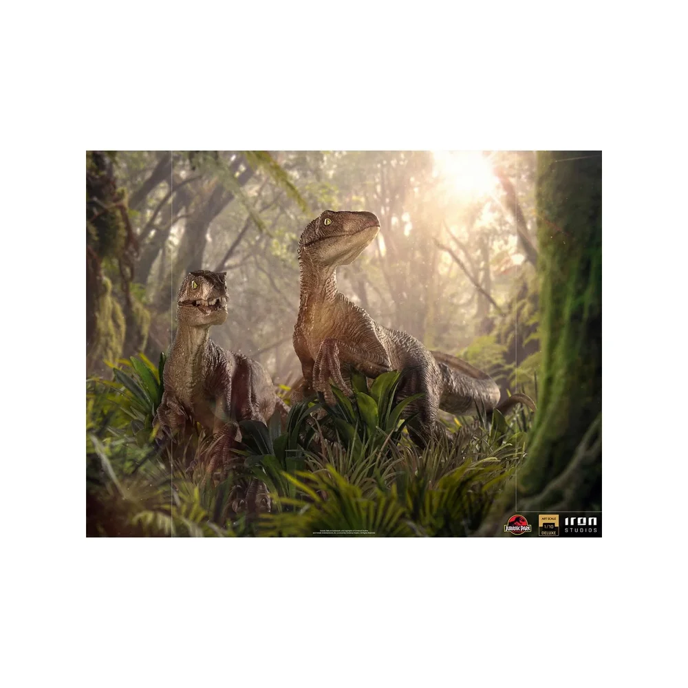Iron Studios Just The Two Raptors Deluxe Jurassic Park Art Scale 1/10 Collectible Statue (20cm) Afbeelding 1