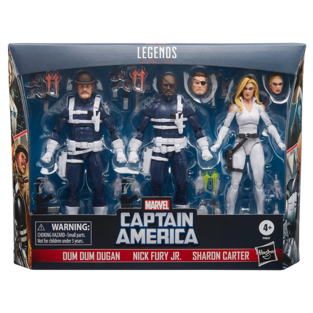 Hasbro Marvel Legends Series Nick Fury Jr. Sharon Carter Dum Dum Dugan Comics 6" Action Figures Afbeelding 1