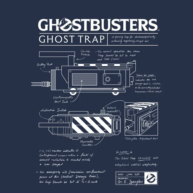 Ghostbusters Ghost Trap Schematic Men's T-Shirt - Navy