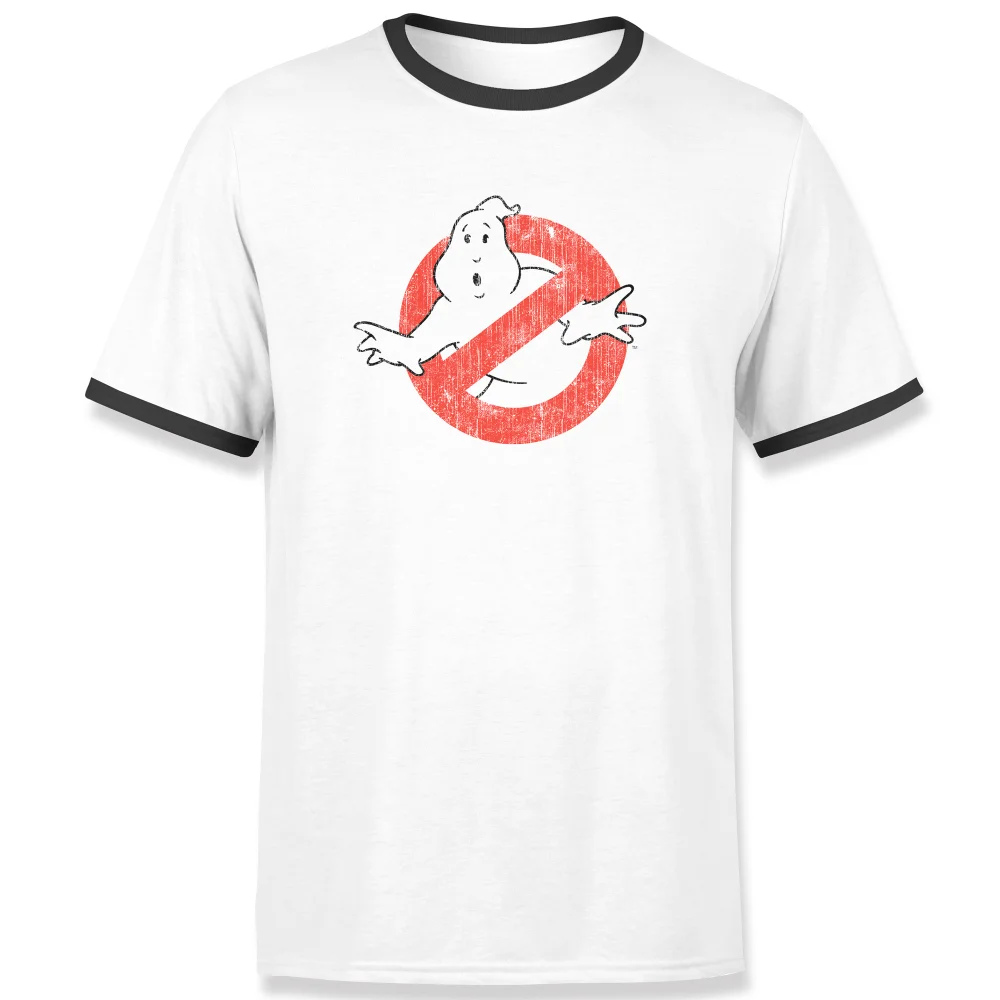 Ghostbusters Vintage Classic Logo Men's Ringer T-Shirt - White/Black - L Afbeelding 1