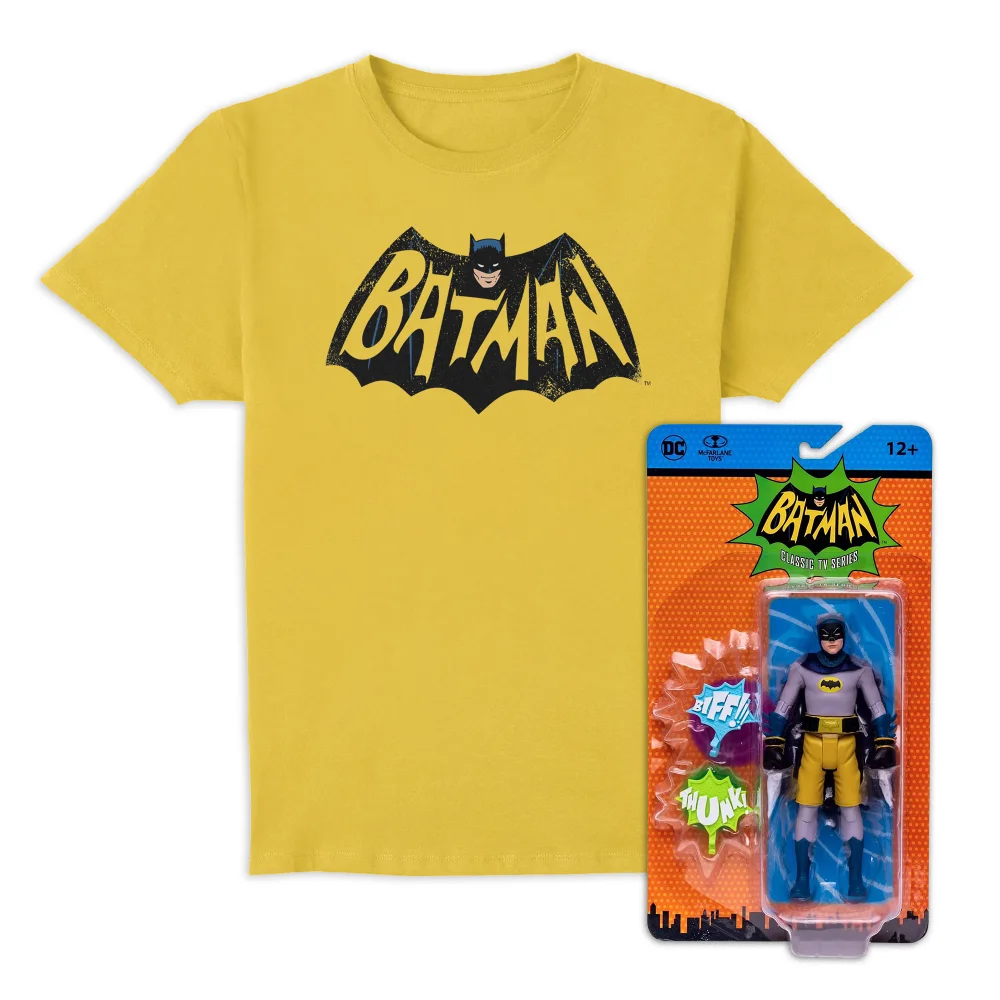 Batman 66 T-Shirt and McFarlane Action Figure Bundle - L Afbeelding 1