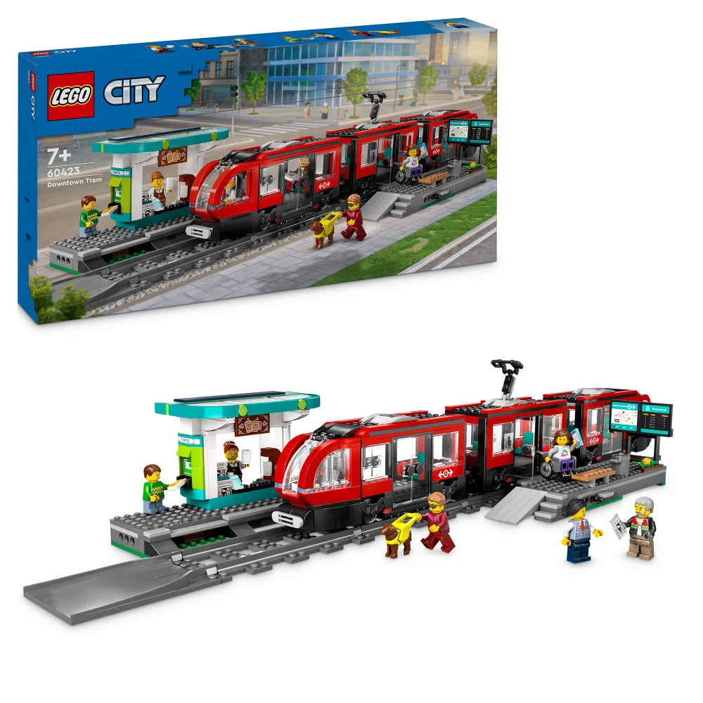 LEGO City Downtown Tram and Station Building Toy Set 60423 Afbeelding 1