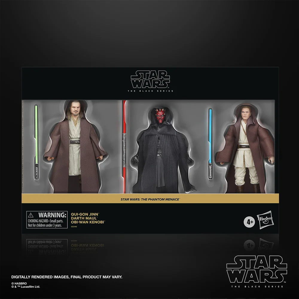 Hasbro Star Wars The Black Series Qui-Gon Jinn, Darth Maul, Obi-Wan Kenobi Star Wars: The Phantom Menace 6 Inch Action Figures Afbeelding 1