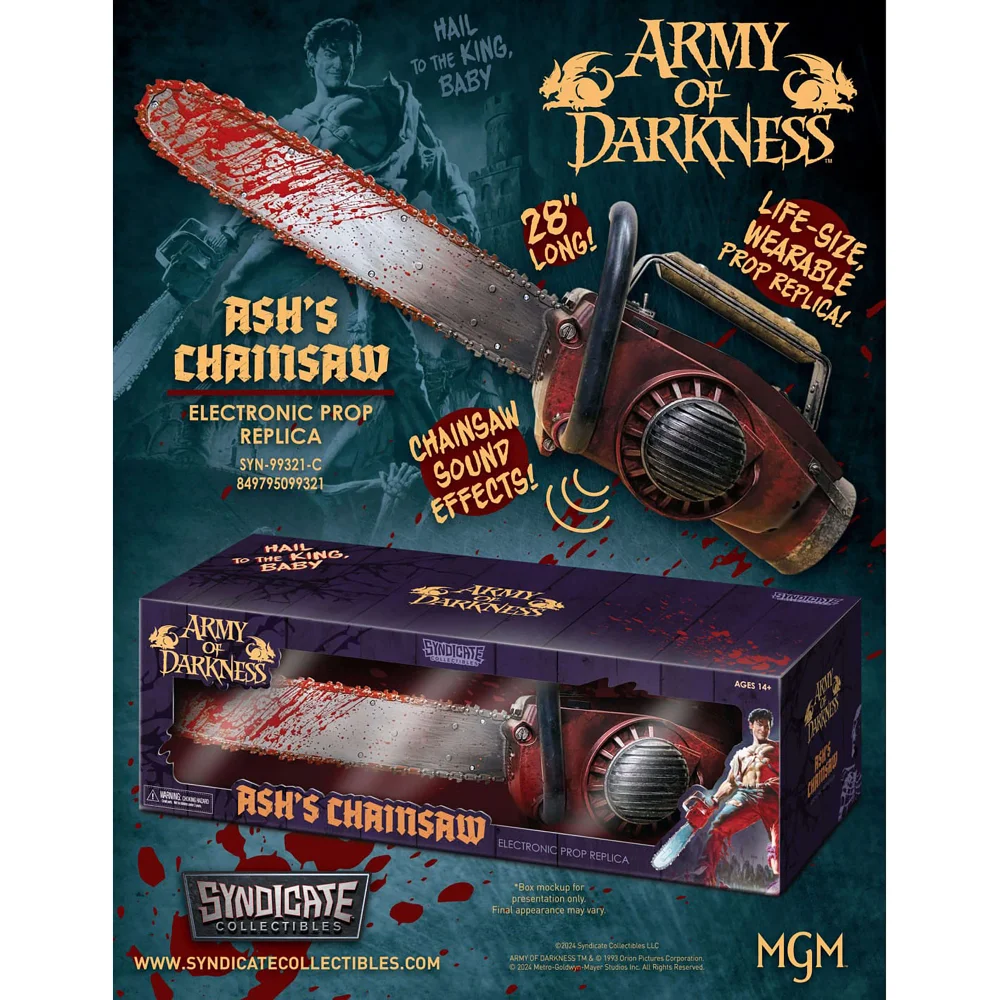 EVIL DEAD - ARMY OF DARKNESS ASH CHAINSAW 1:1 SCALE PROP REPLICA WITH SOUND - 28" LONG Afbeelding 1