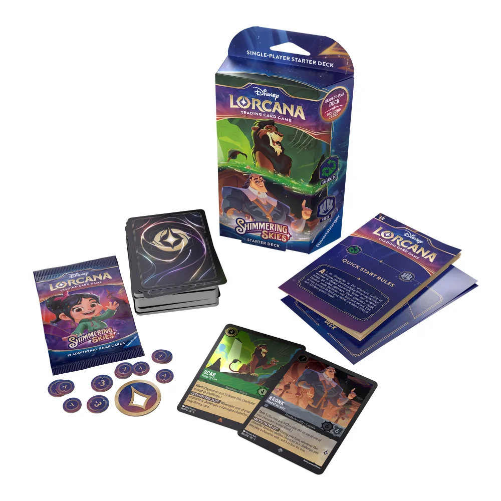 Disney Lorcana Trading Card Game Shimmering Skies Emerald and Steel Starter Deck Afbeelding 1