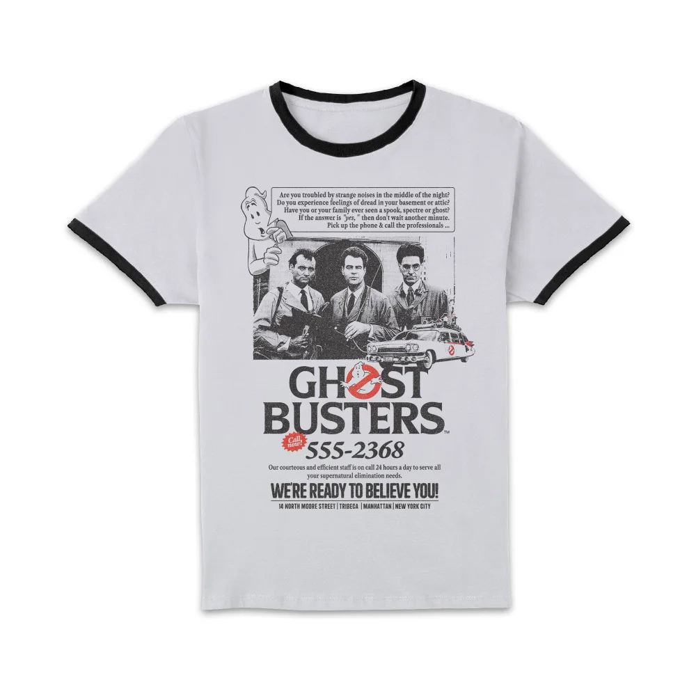 Ghostbusters Vintage Advert Unisex Ringer T-Shirt - White/Black - XXL Afbeelding 1