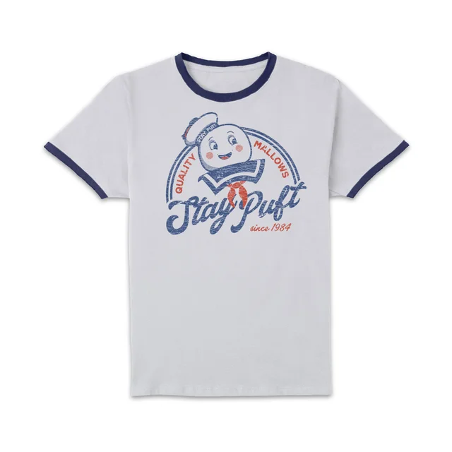 Ghostbusters Stay Puft Unisex Ringer T-Shirt - White/Navy