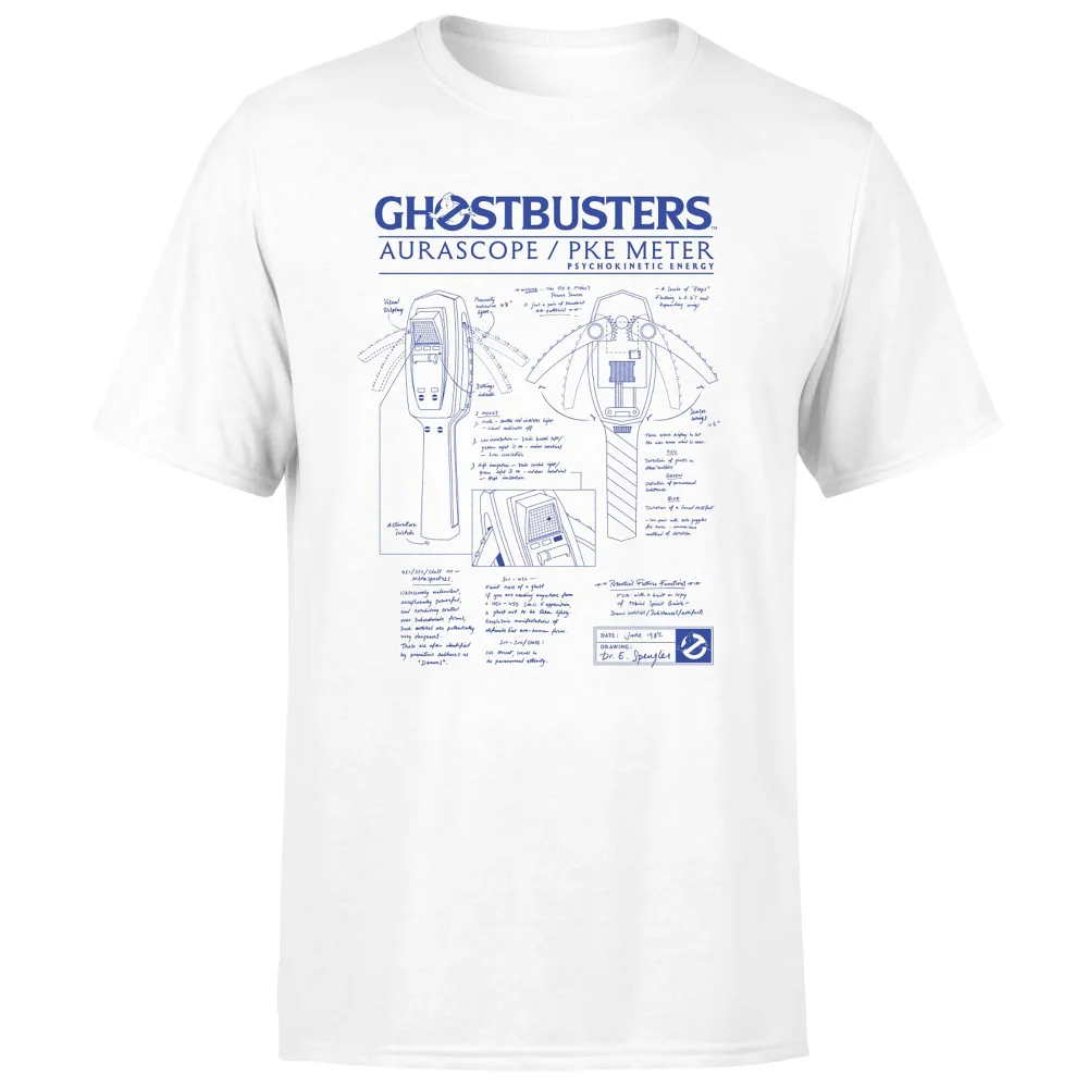Ghostbusters PKE Schematic Unisex T-Shirt - White - XXL Afbeelding 1