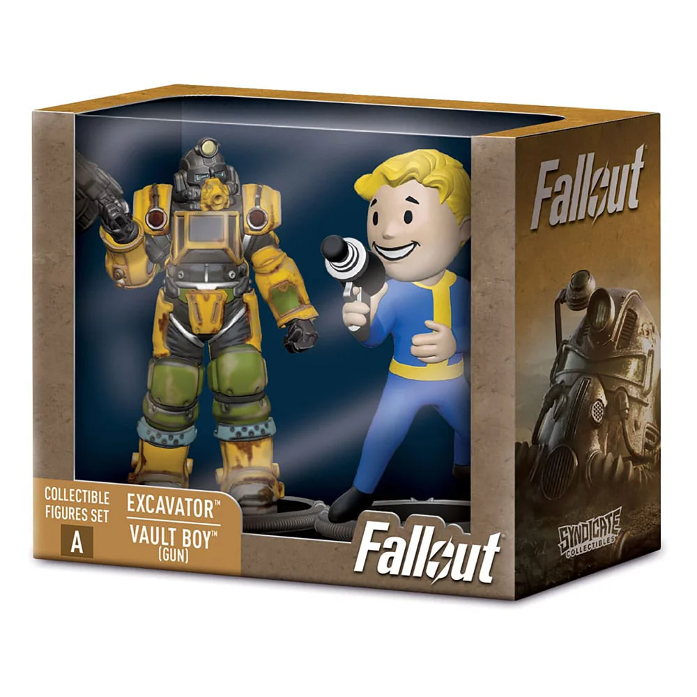 Fallout Mini Figures 2-Pack Set A Excavator & Vault Boy (Gun) 7 cm Afbeelding 1