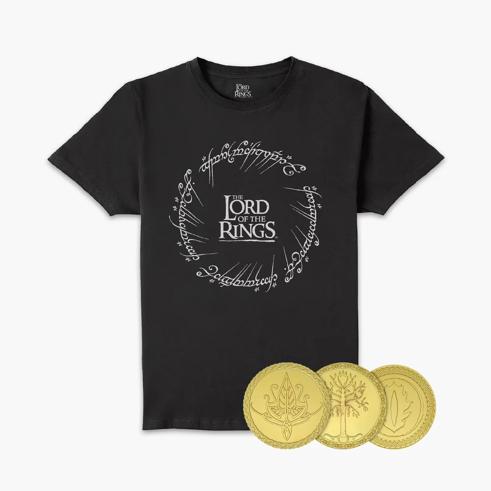 Lord Of The Rings Golden Coins & T-Shirt Bundle - M Afbeelding 1
