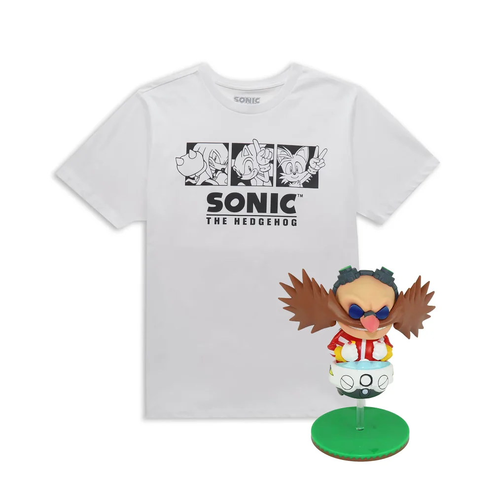 Sonic The Hedgehog Dr Eggman Figure & T-Shirt Bundle - XXL Afbeelding 1