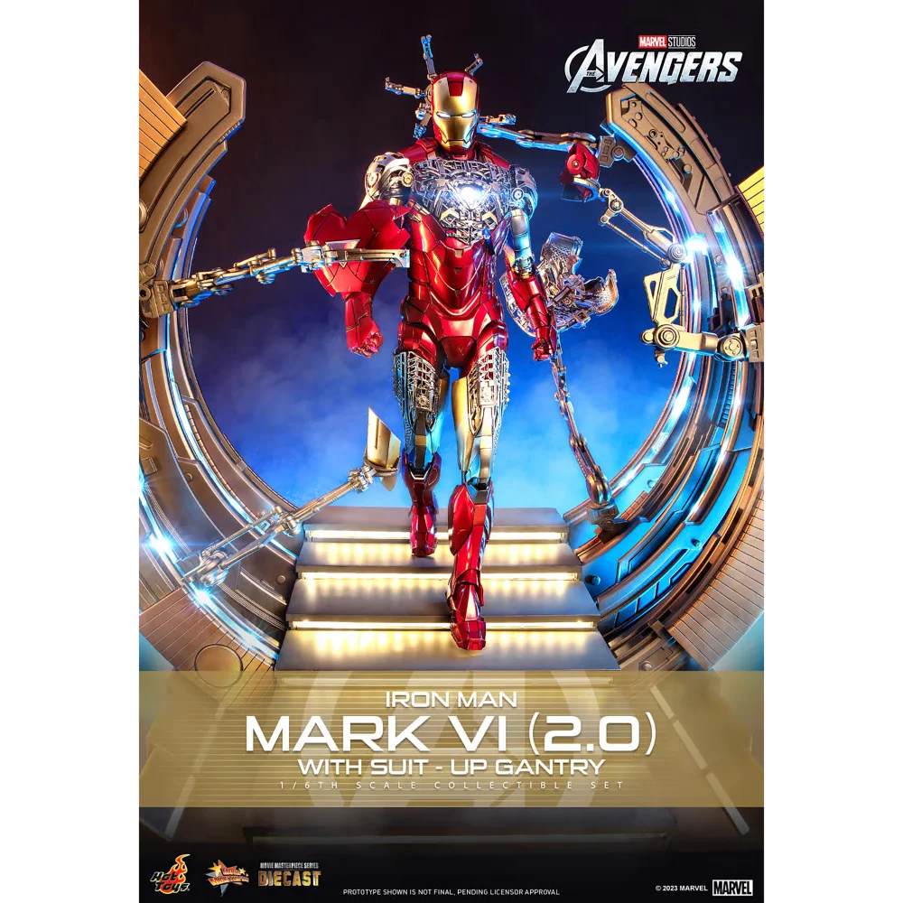 Hot Toys 1:6 Scale Marvel Iron Man Mark VI (2.0) with Suit-Up Gantry Statue Afbeelding 1