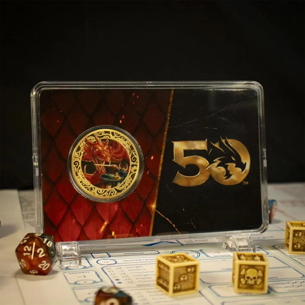 Dungeons & Dragons 50th Anniversary 24k Gold Plated Coin with Colour Print Afbeelding 1